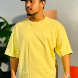 Drop Shoulder Solid Soft Yellow