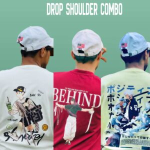 3 pieces Combo-Drop Shoulder Solid Print