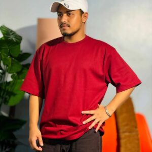 Drop Shoulder Solid  Maroon