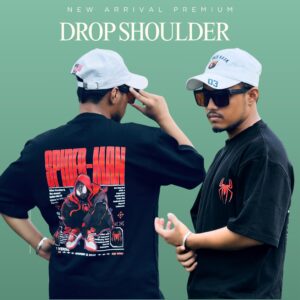 Print Black Drop Shoulder