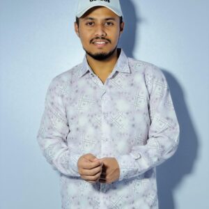 Blue Printed Casual Shirt